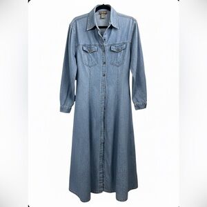 Vintage New York Style Denim Maxi Dress/Duster 100% Cotton